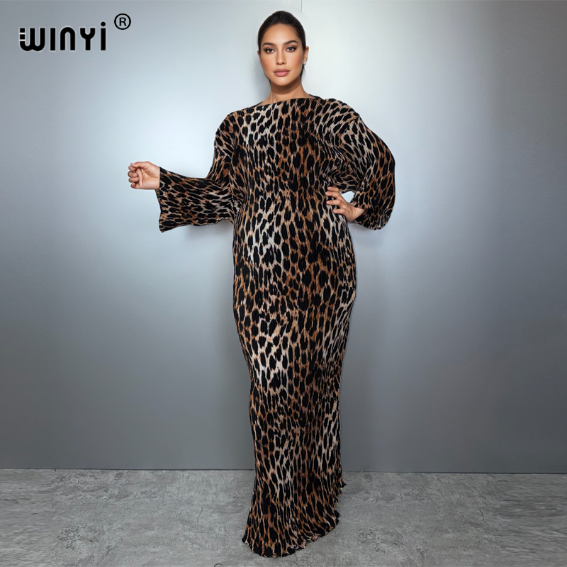 Boho Summer Beach Maxi Dress - WINYI yazlık pileli elastik bol elbise
