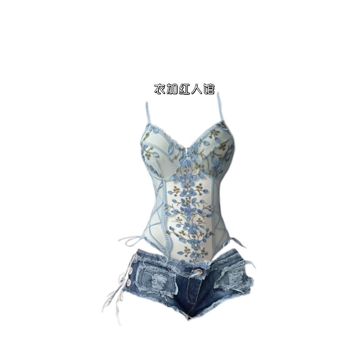 Jeans - Seksi iç çamaşırları ateşli seksi kadın