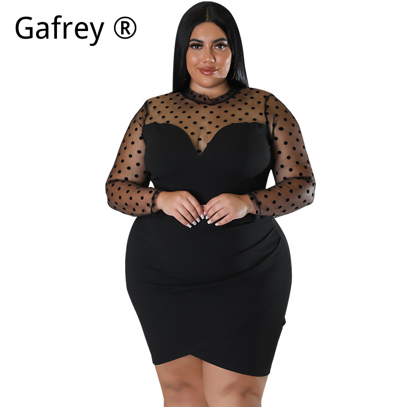 Sexy Mesh Sheer Bodycon Dress - XXL 3XL 4XL 5XL Büyük Beden