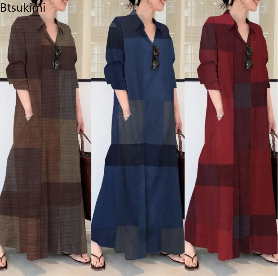 Casual Loose Linen Shirt Dress - Moda Yeni Gömlek Elbise Kadınlar Rahat
