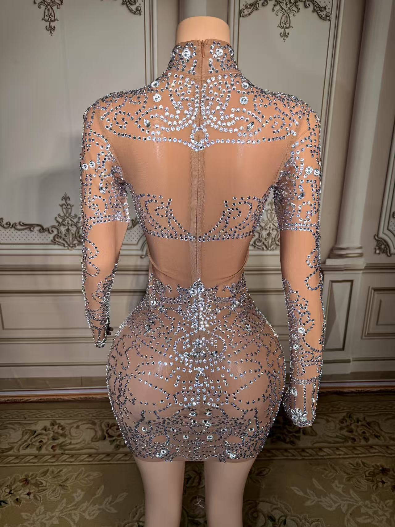 Sparkly Rhinestone Club Party Dress - ZD Işıltılı Yapay Elmas Mini Elbise