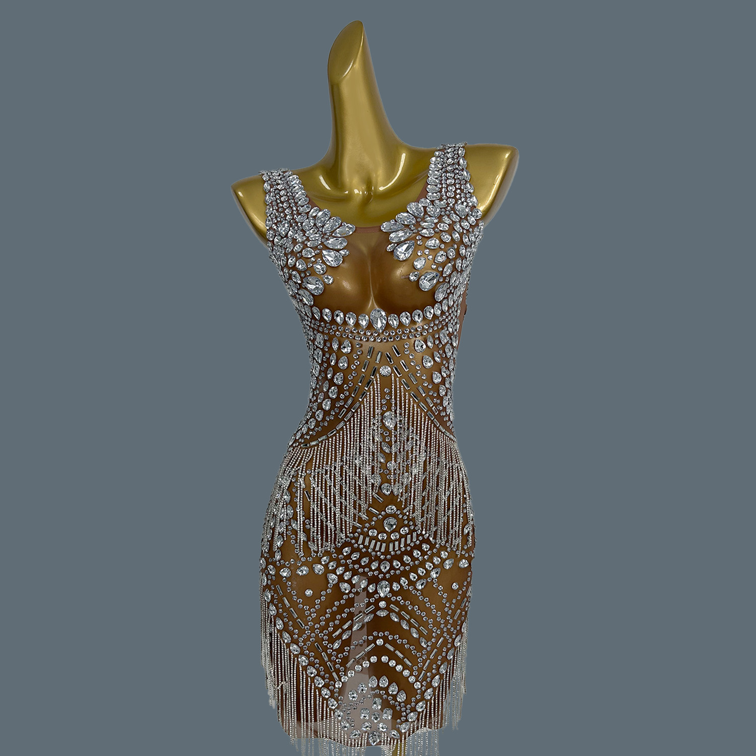Sparkly Rhinestone Club Party Dress - Kadınlar İçin Seksi Abiye Elbiseler, Resmi