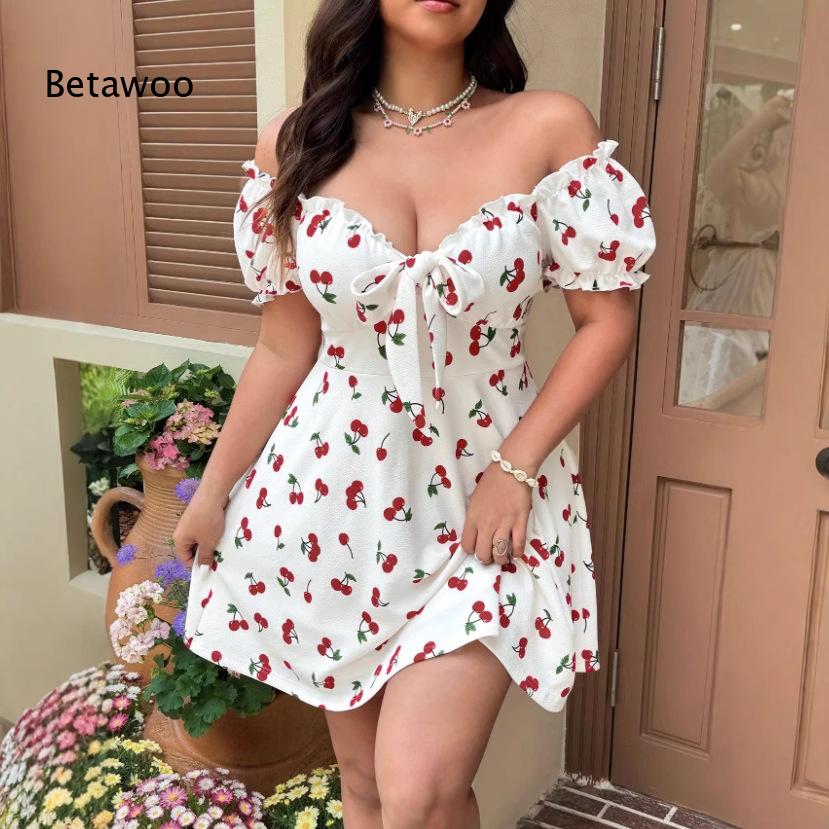 Off Shoulder Puff Sleeve Sundress - Kadınlar için Omuzları Açık Çiçek Desenli