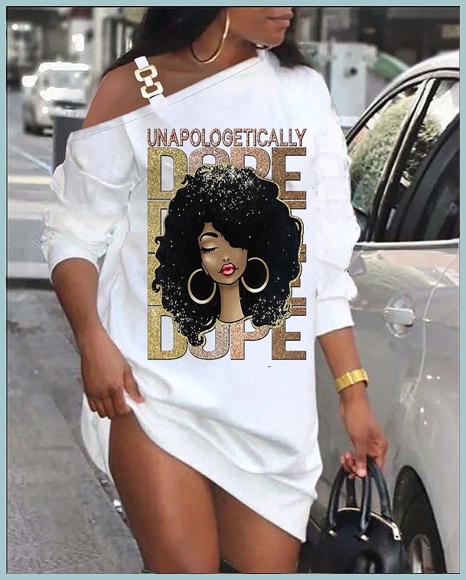 Dresses - Sonbahar Kadın Baskılı Mini Elbise, Bol