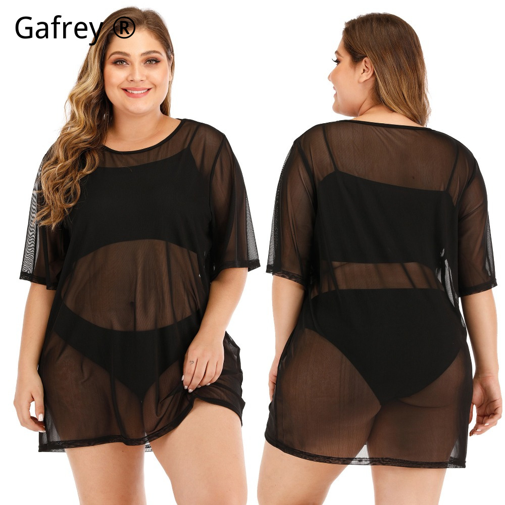 Sexy Mesh Sheer Bodycon Dress - Büyük Beden Seksi File Plaj Elbisesi