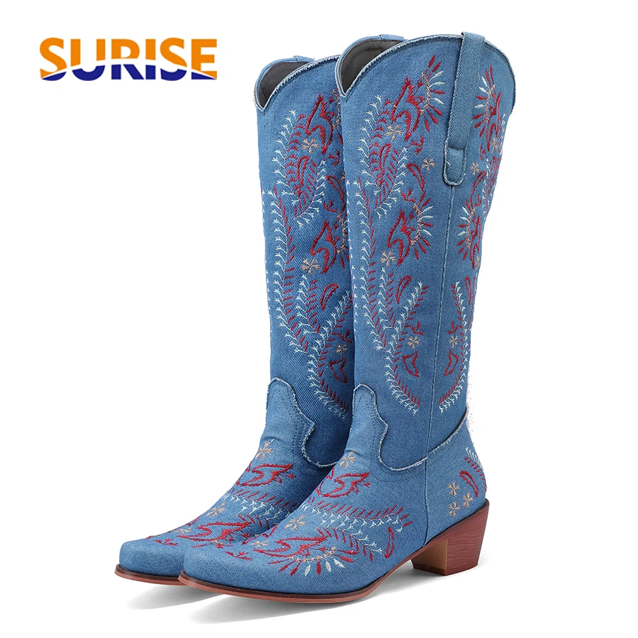 Jeans - Mavi Denim Batı Cowgirl Diz Yüksek