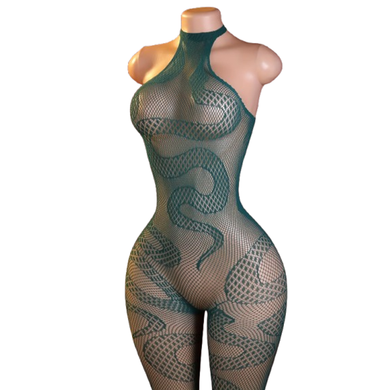 Lingerie - Tek Parça Kadın Seksi Yılan Derisi