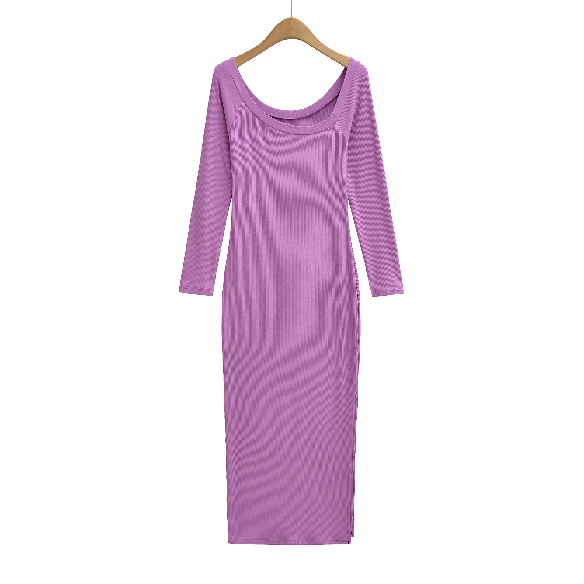 Kadınlar için Nervürlü Elbise  - Bodycon Long Sleeve Ribbed Dress incelemesi ve fiyatı