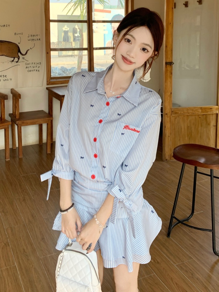 Kore Tarzı Günlük Çizgili Göml - Korean Style A Line Shirt Dress incelemesi ve fiyatı