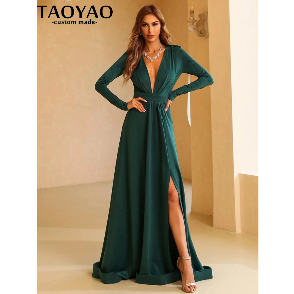TaoYao Kadın Abiye Özelleştiri - Elegant Satin Evening Gown Split incelemesi ve fiyatı