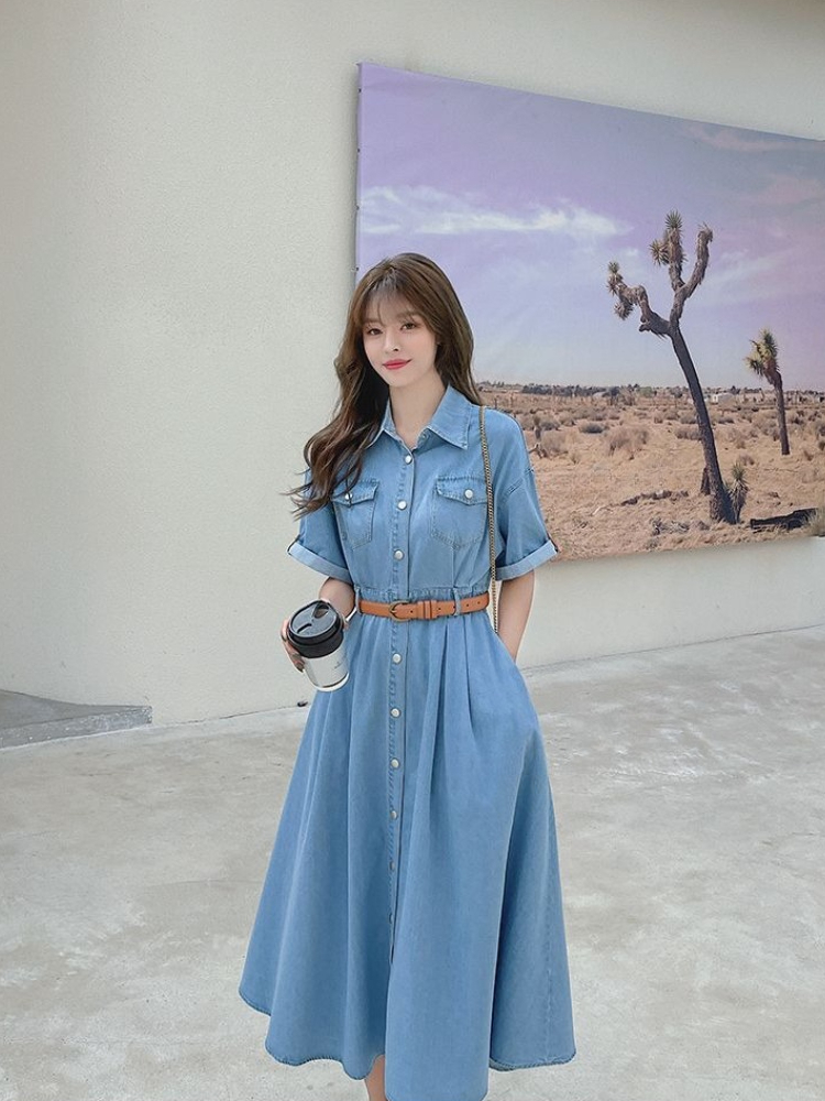 Kadın Kot Elbise 2026 Yaz Yeni - Korean Style A Line Shirt Dress incelemesi ve fiyatı