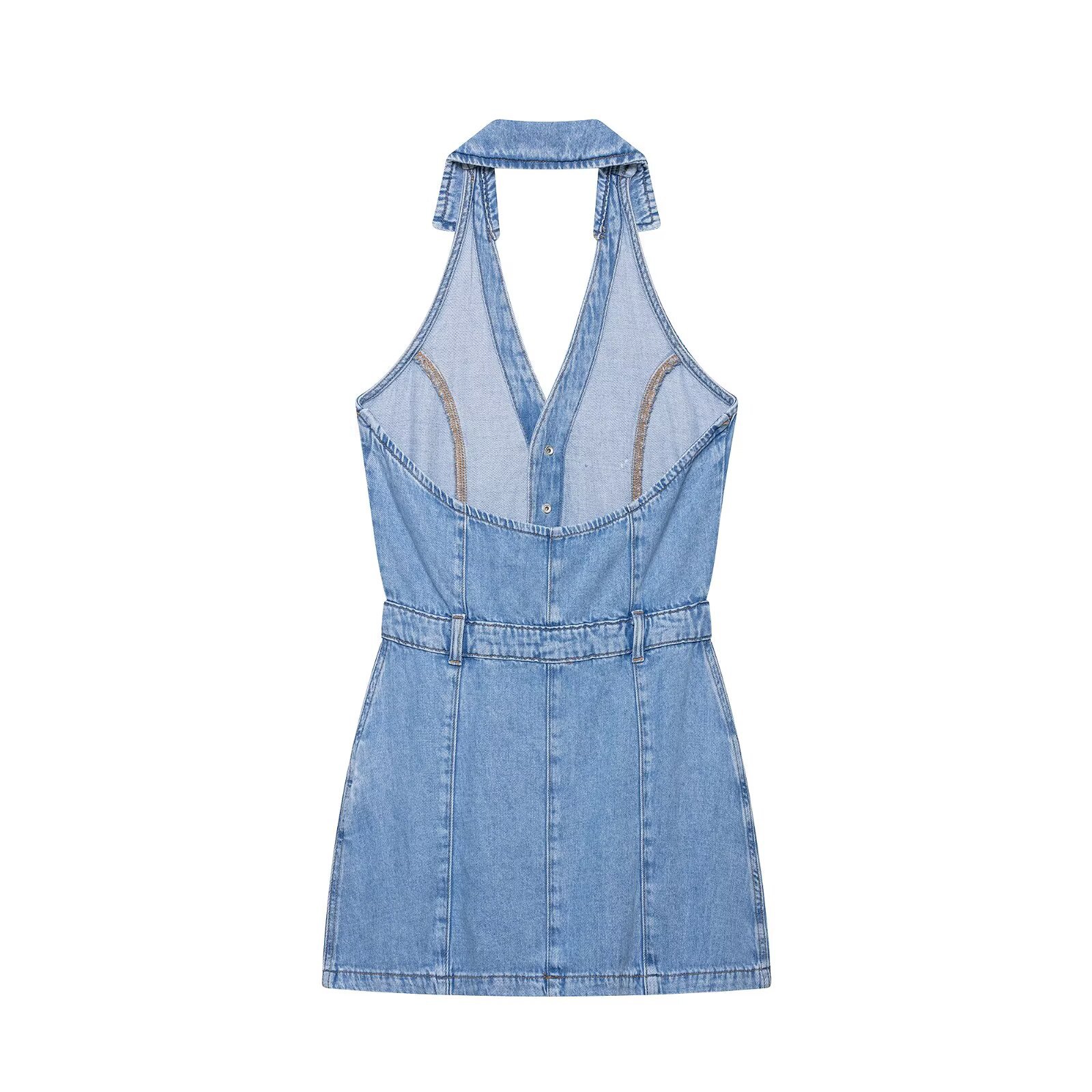 Y2K Halter Denim Mini Elbise K - Y2K Backless Halter Mini Dress incelemesi ve fiyatı
