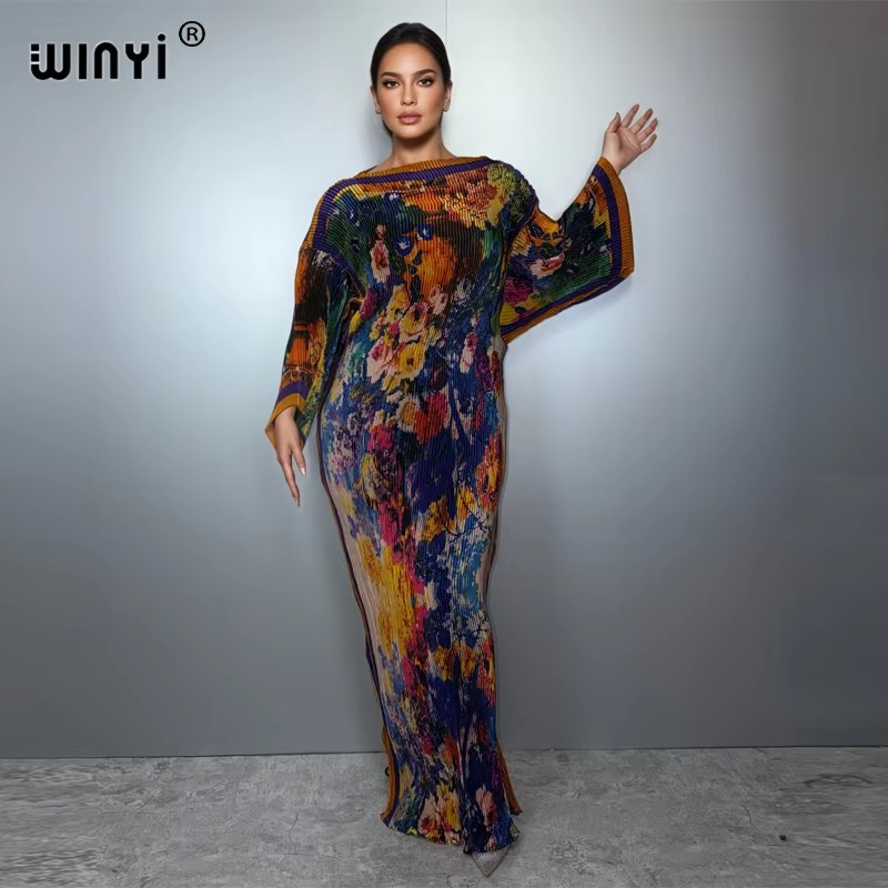 WINYI yazlık pileli elastik bo - Boho Summer Beach Maxi Dress incelemesi ve fiyatı