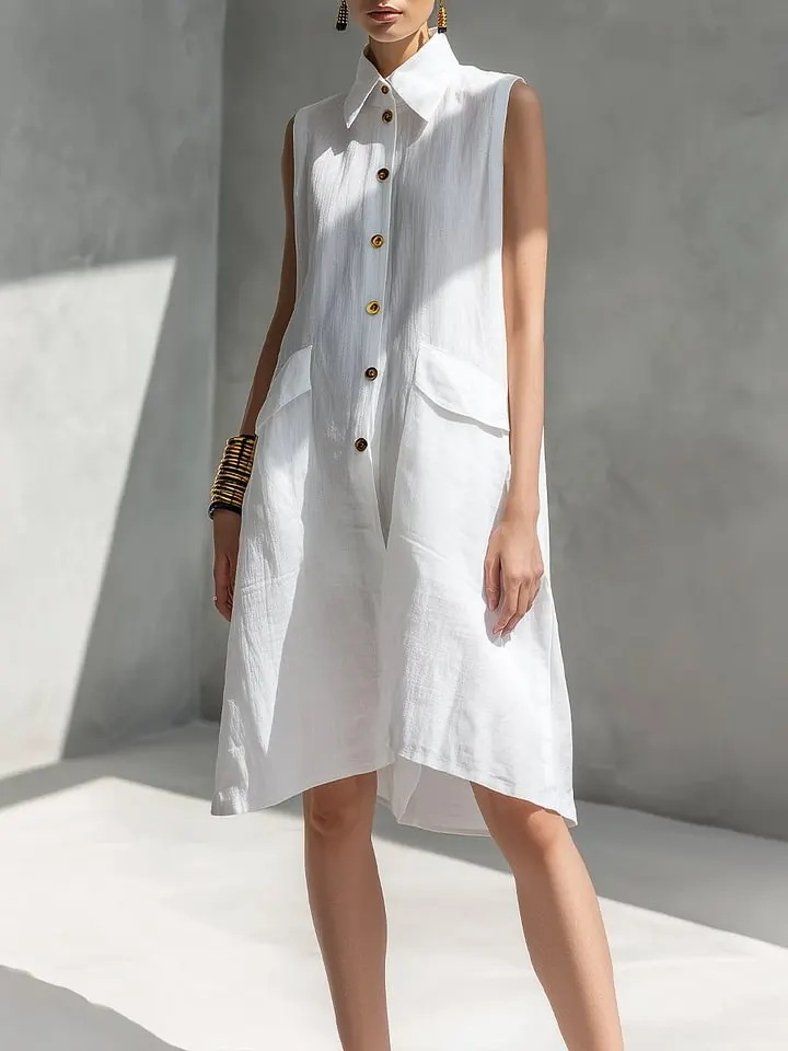 Yaka Detaylı Günlük Yazlık Göm - Casual Loose Linen Shirt Dress incelemesi ve fiyatı