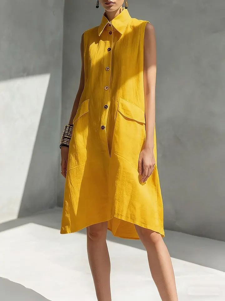 Yaka Detaylı Günlük Yazlık Göm - Casual Loose Linen Shirt Dress incelemesi ve fiyatı