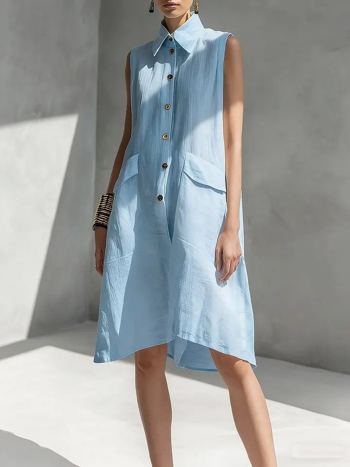 Yaka Detaylı Günlük Yazlık Göm - Casual Loose Linen Shirt Dress incelemesi ve fiyatı