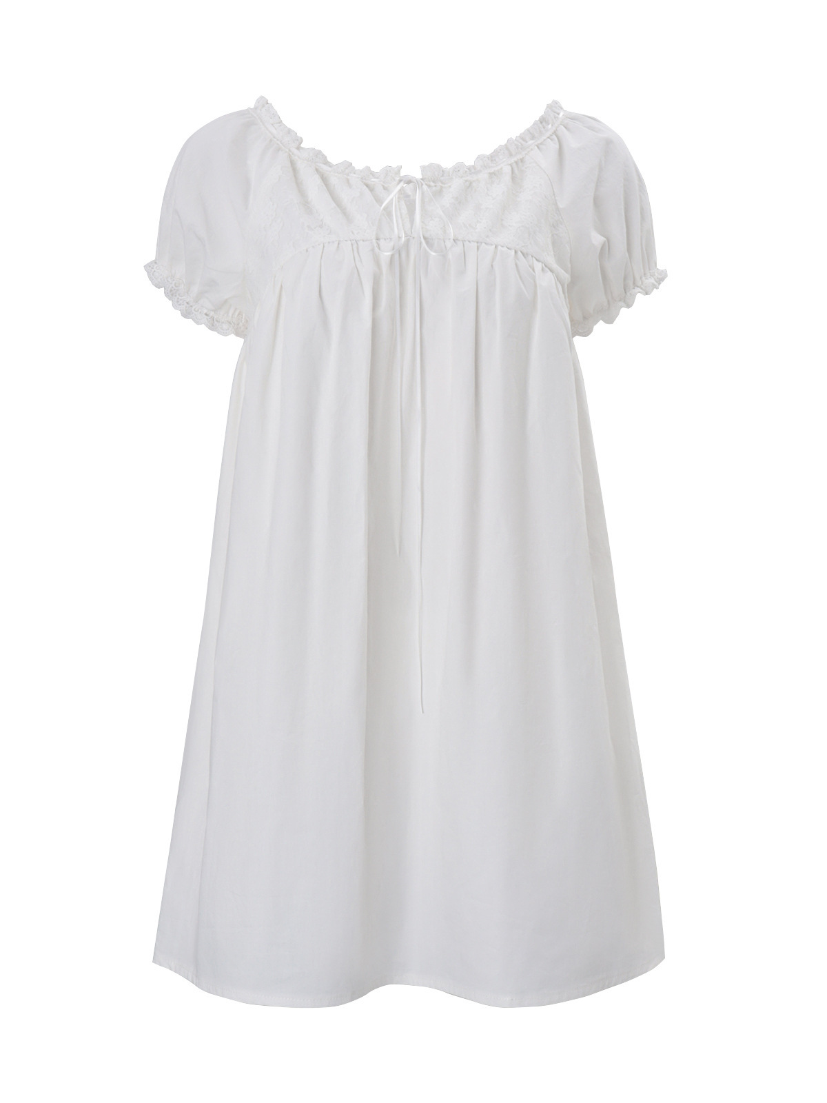 Beyaz Omuzları Açık Dantel Bab - Off Shoulder Puff Sleeve Sundress incelemesi ve fiyatı