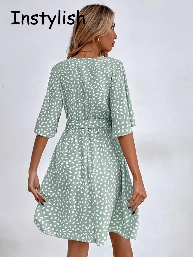 Rahat nokta baskı Mini elbise  - French Vintage Floral Midi Dress incelemesi ve fiyatı