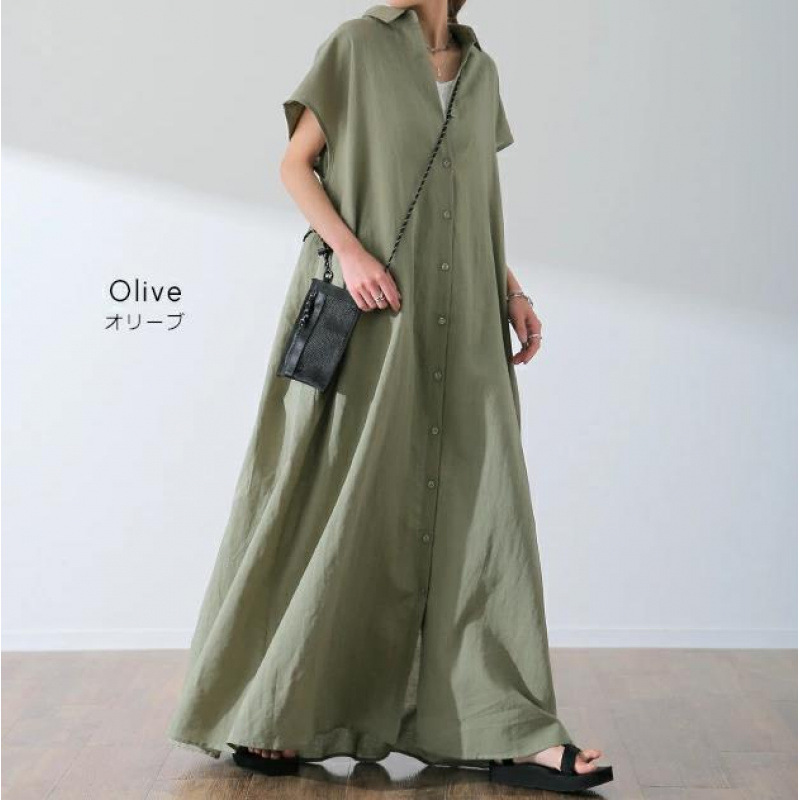 Bol Kesim Büyük Beden Yaka Det - Casual Loose Linen Shirt Dress incelemesi ve fiyatı