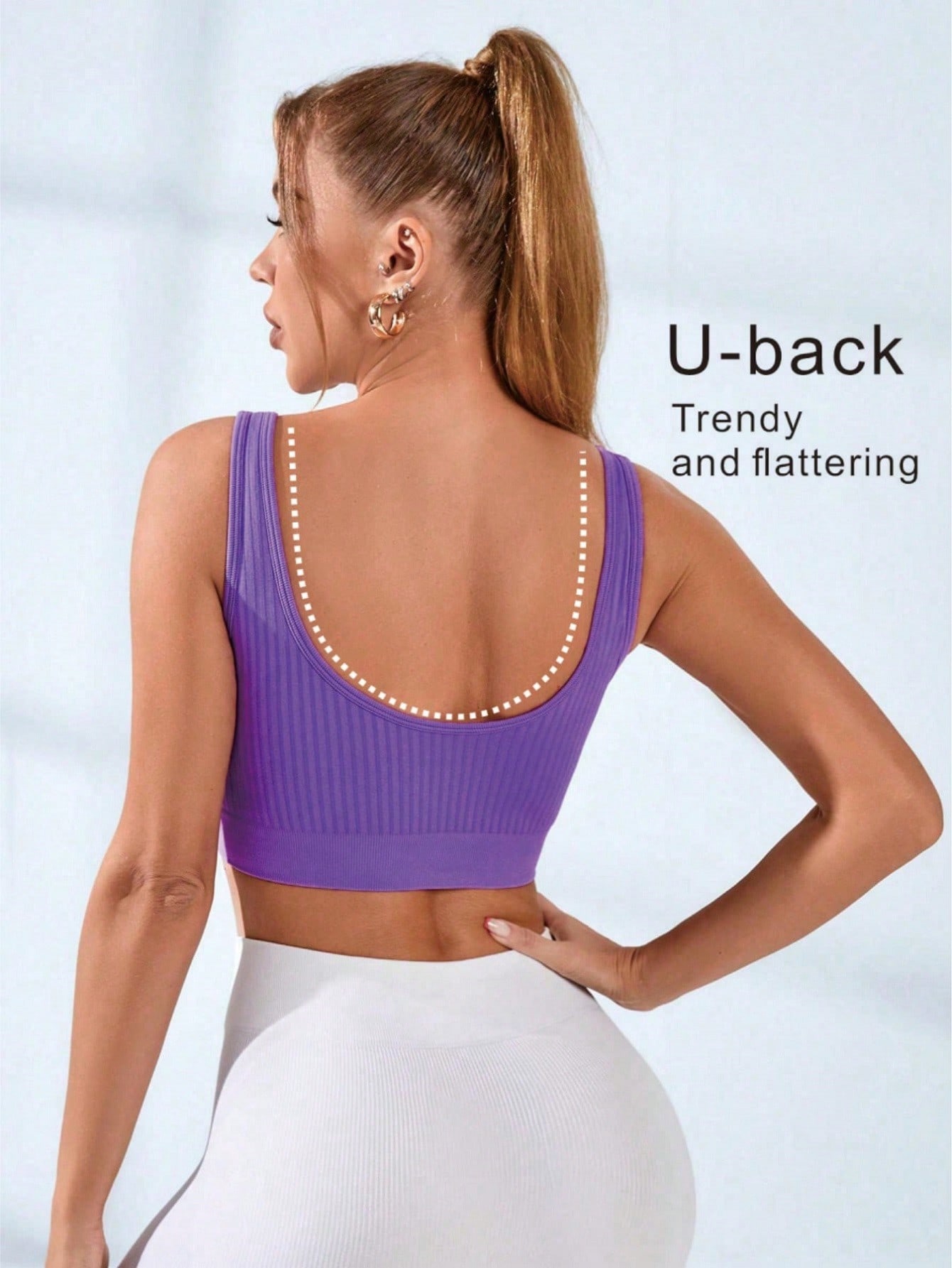Kadınlar İçin Nervürlü U-Yaka  - Seamless Ribbed Workout Tank Top incelemesi ve fiyatı