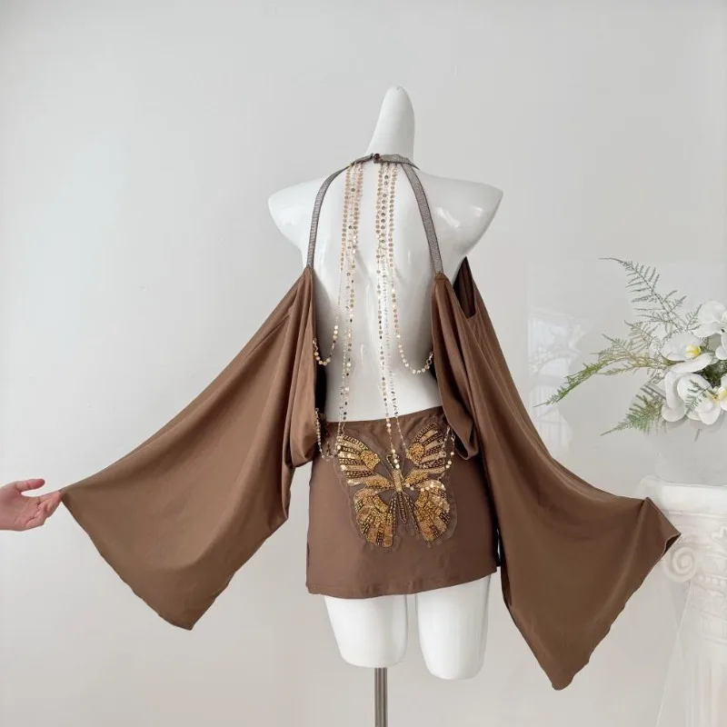 Avrupa Amerikan Sıcak Kadın El - Y2K Backless Halter Mini Dress incelemesi ve fiyatı
