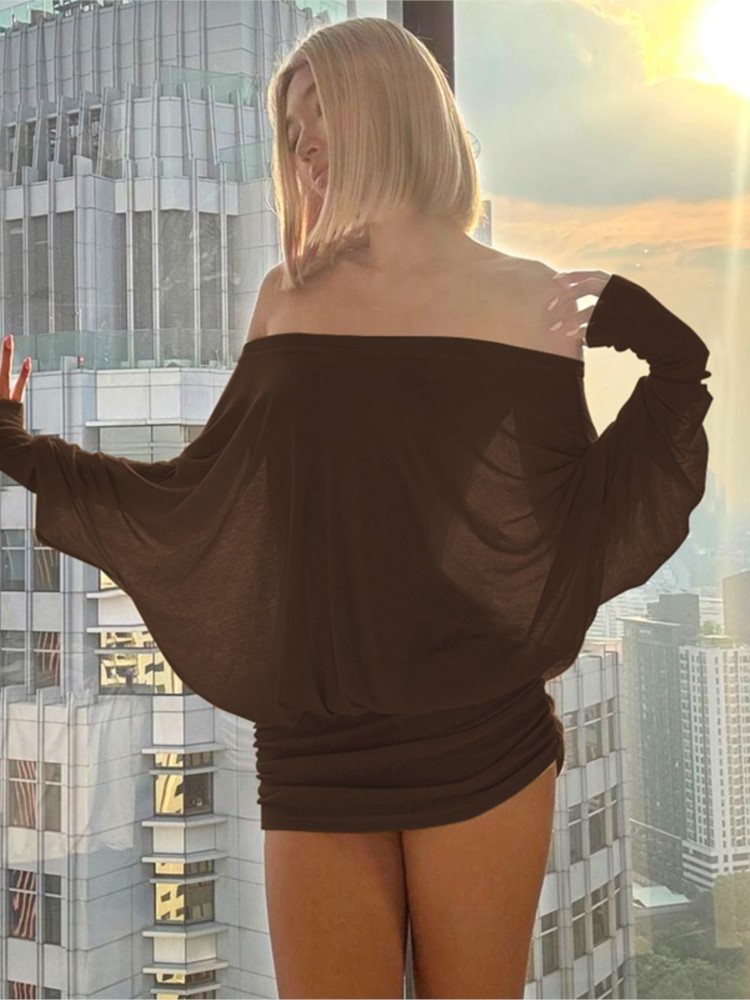 Yeni Moda Omuzları Açık Şeffaf - Sexy Mesh Sheer Bodycon Dress incelemesi ve fiyatı