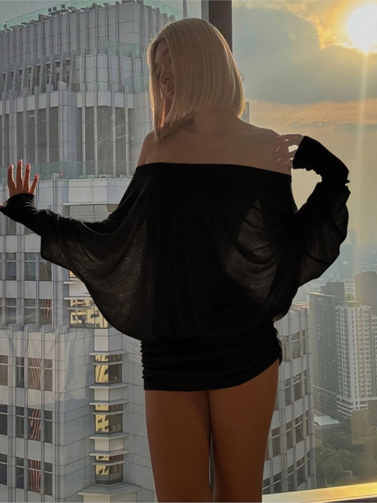 Yeni Moda Omuzları Açık Şeffaf - Sexy Mesh Sheer Bodycon Dress incelemesi ve fiyatı