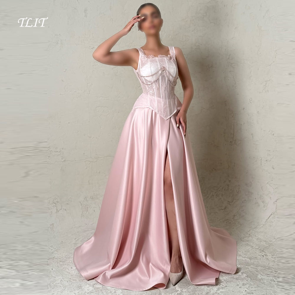 TLIT Zarif Bebek Pembe Ipek Sa - Elegant Satin Evening Gown Split incelemesi ve fiyatı