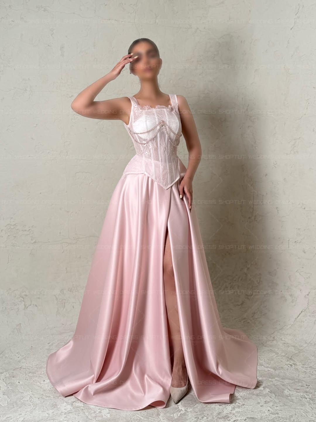 TLIT Zarif Bebek Pembe Ipek Sa - Elegant Satin Evening Gown Split incelemesi ve fiyatı