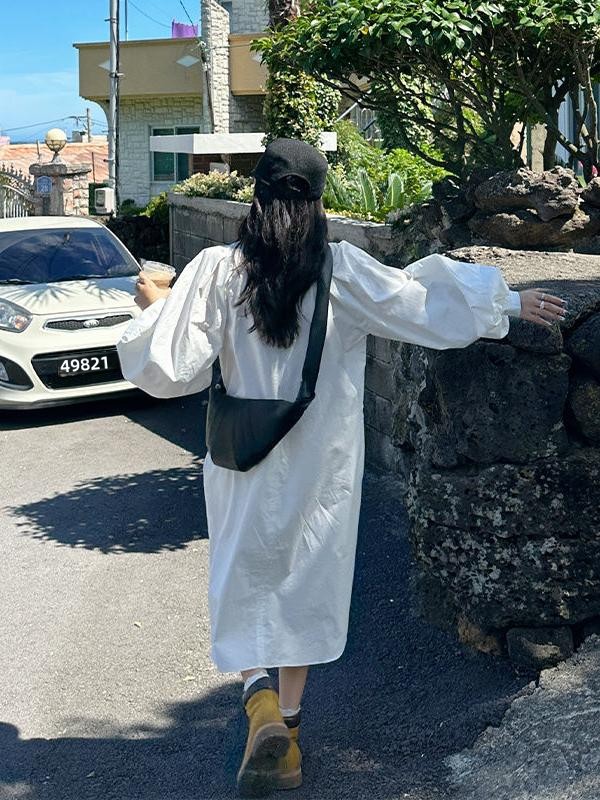 Artı Boyutu Kadın Uzun Kollu G - Korean Style A Line Shirt Dress incelemesi ve fiyatı
