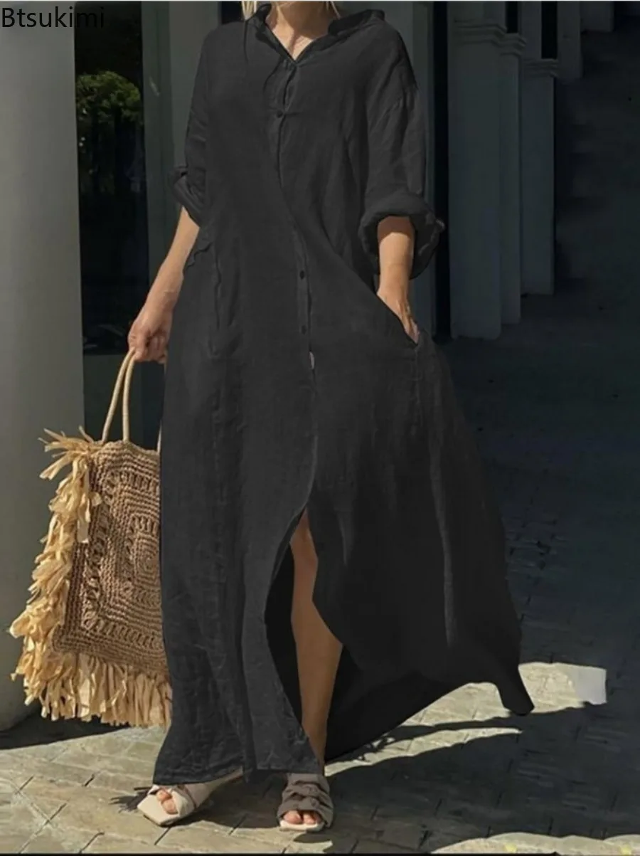 2026 Kadın Günlük Pamuklu Kete - Casual Loose Linen Shirt Dress incelemesi ve fiyatı