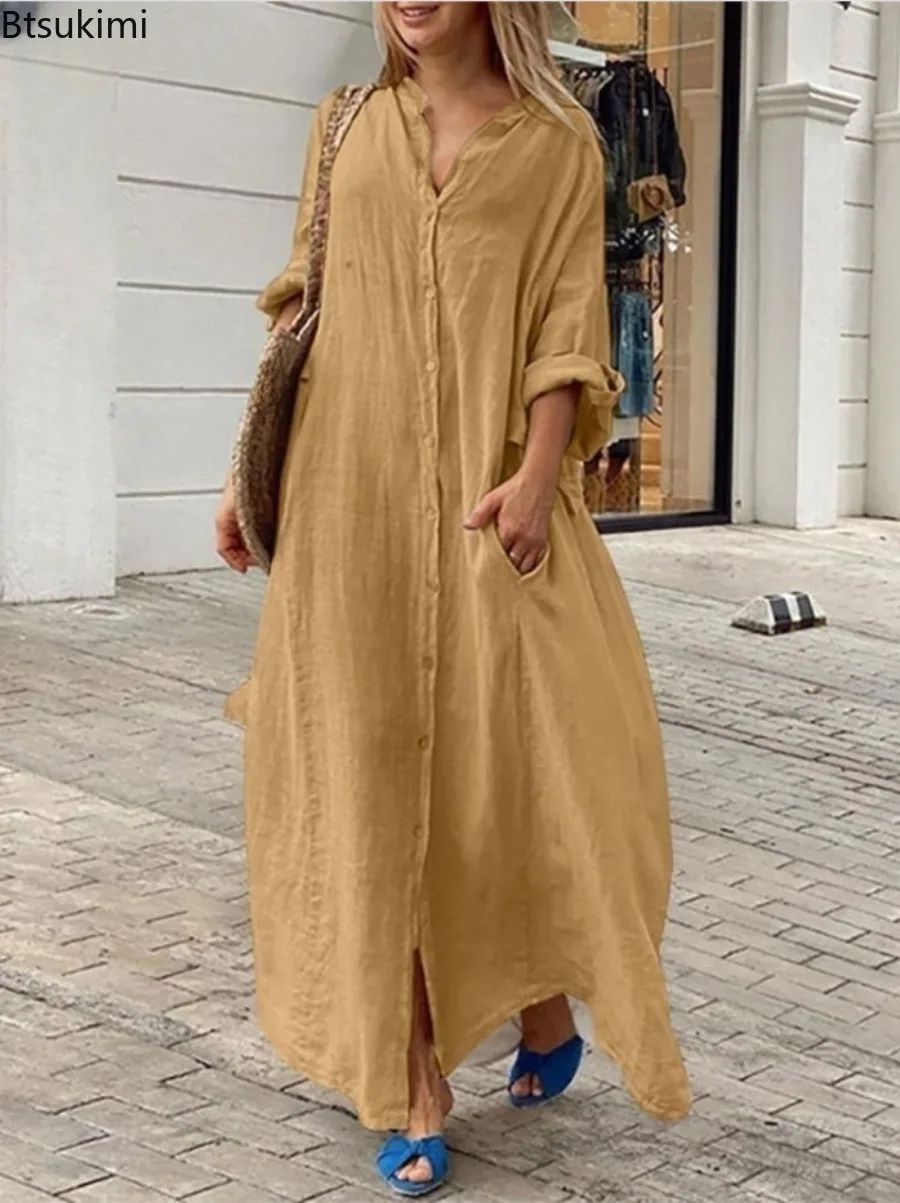 2026 Kadın Günlük Pamuklu Kete - Casual Loose Linen Shirt Dress incelemesi ve fiyatı