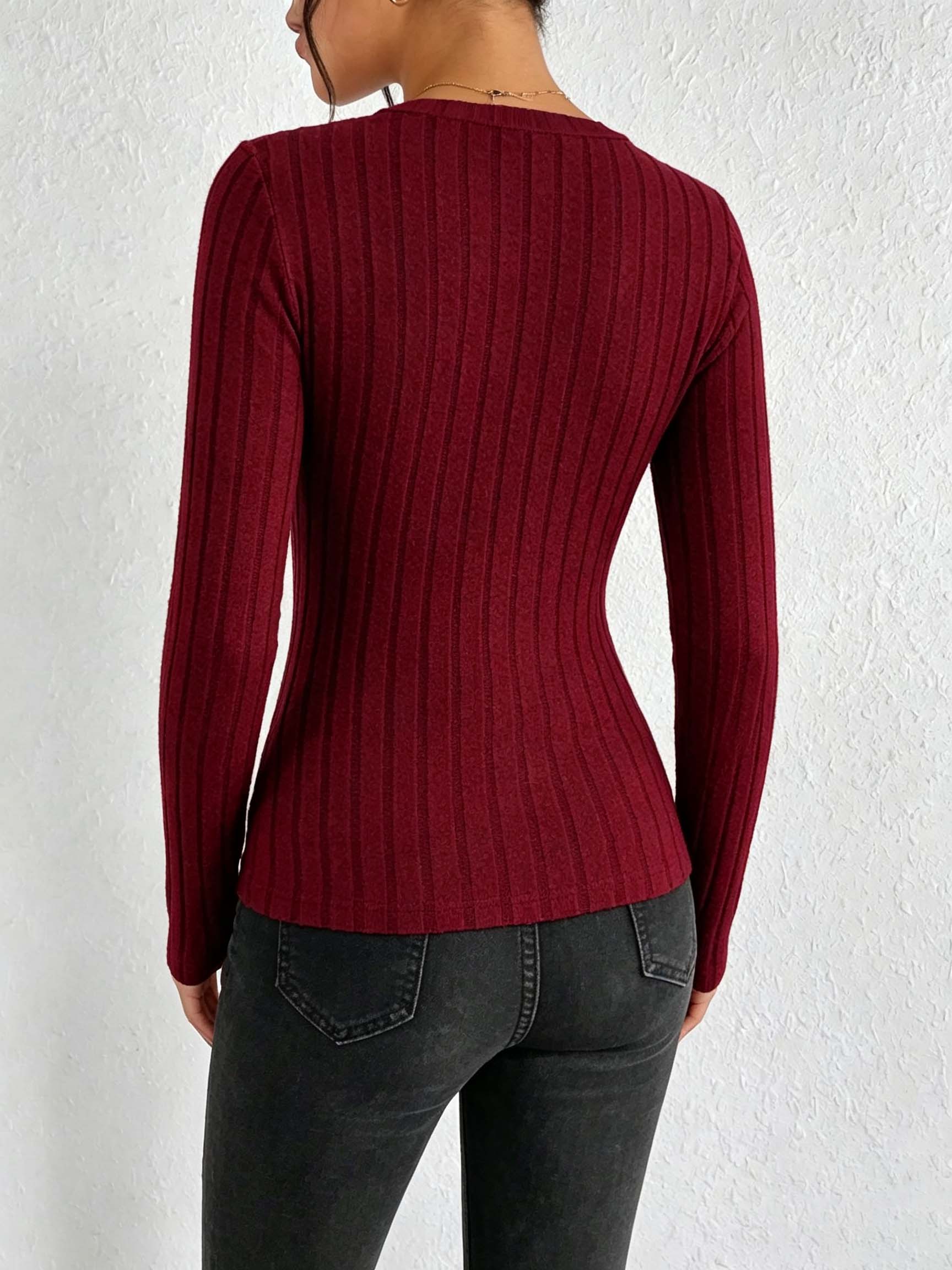 Kadın Düz V Yaka Nervürlü Örme - Blouses incelemesi ve fiyatı