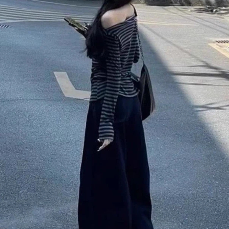Kadınlar Vintage Çizgili Omuzl - Blouses incelemesi ve fiyatı