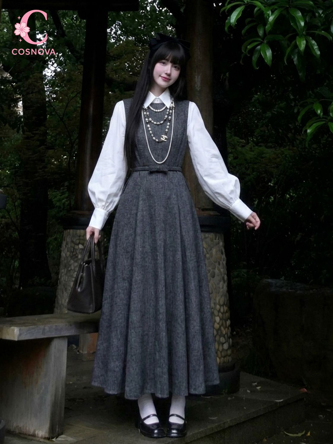 Kore Hepburn Stili 2 Parçalı E - Korean Style A Line Shirt Dress incelemesi ve fiyatı