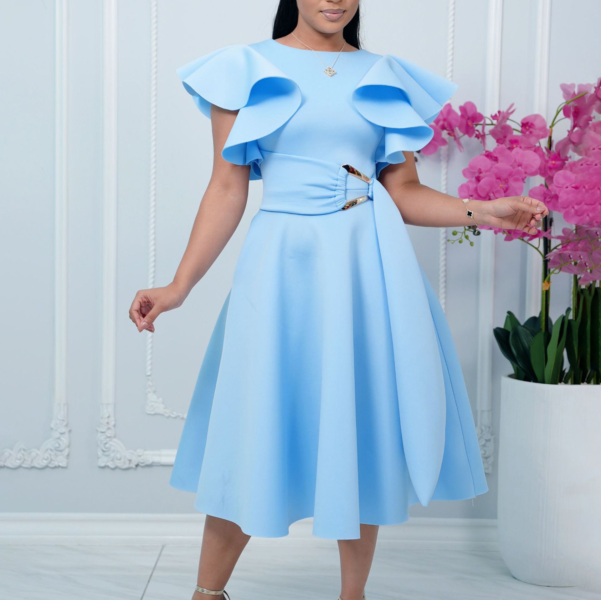 Elbise Kadın Orta Uzunlukta El - French Vintage Floral Midi Dress incelemesi ve fiyatı