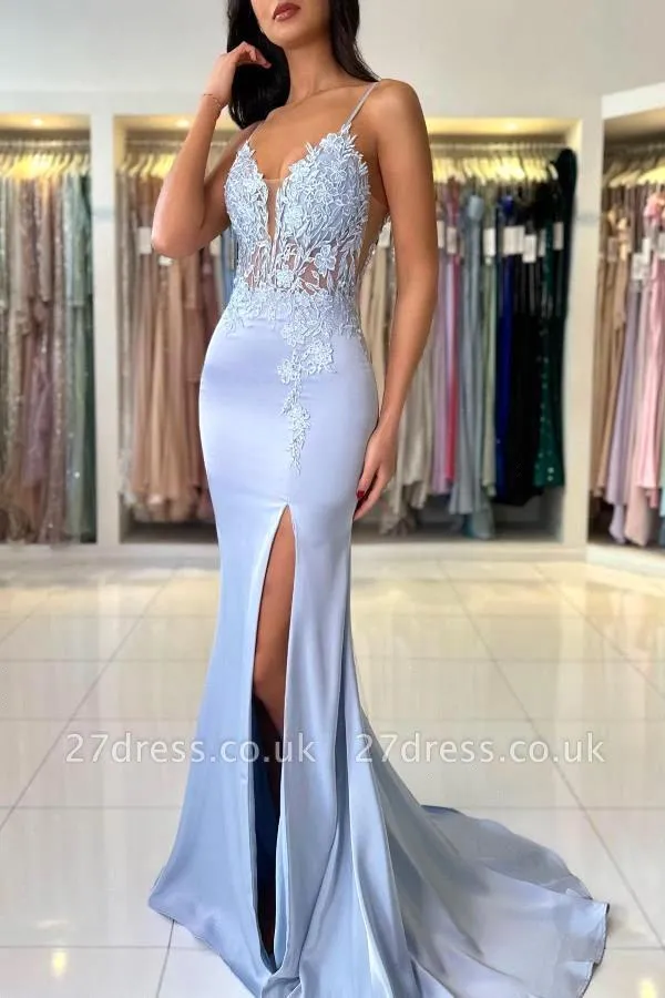 Zarif Denizkızı Açık Mavi Balo - Elegant Satin Evening Gown Split incelemesi ve fiyatı