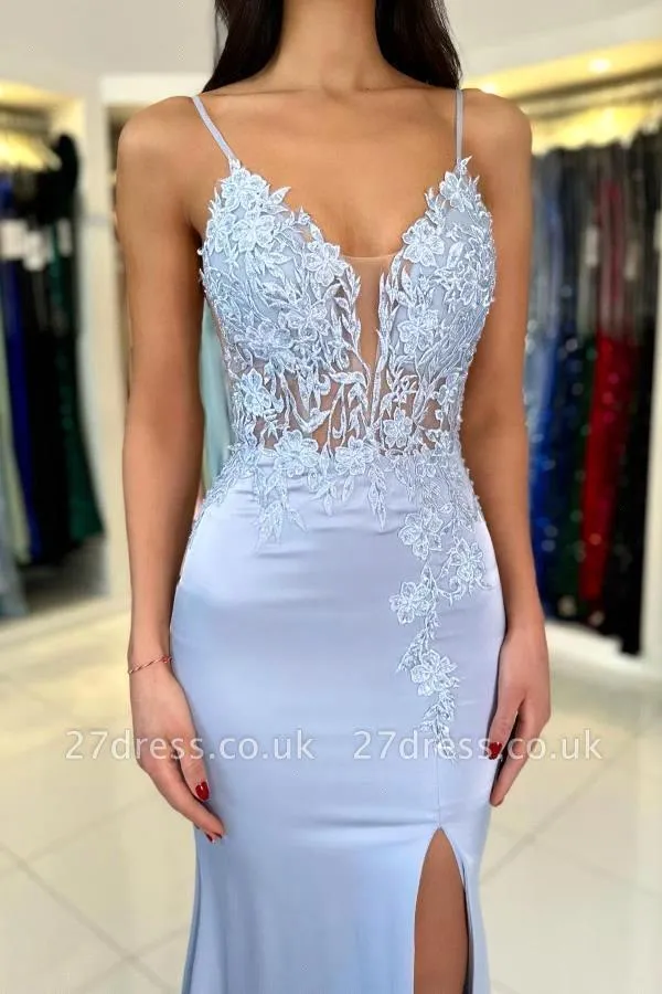 Zarif Denizkızı Açık Mavi Balo - Elegant Satin Evening Gown Split incelemesi ve fiyatı