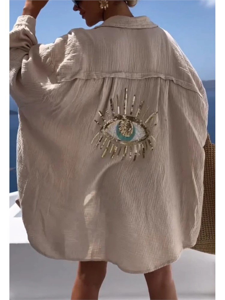 İlkbahar yaz Casual pullu göz  - Casual Loose Linen Shirt Dress incelemesi ve fiyatı