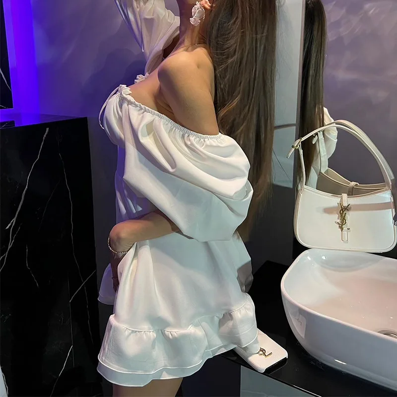 Kadınlar İçin Omuzları Açık Mi - Off Shoulder Puff Sleeve Sundress incelemesi ve fiyatı