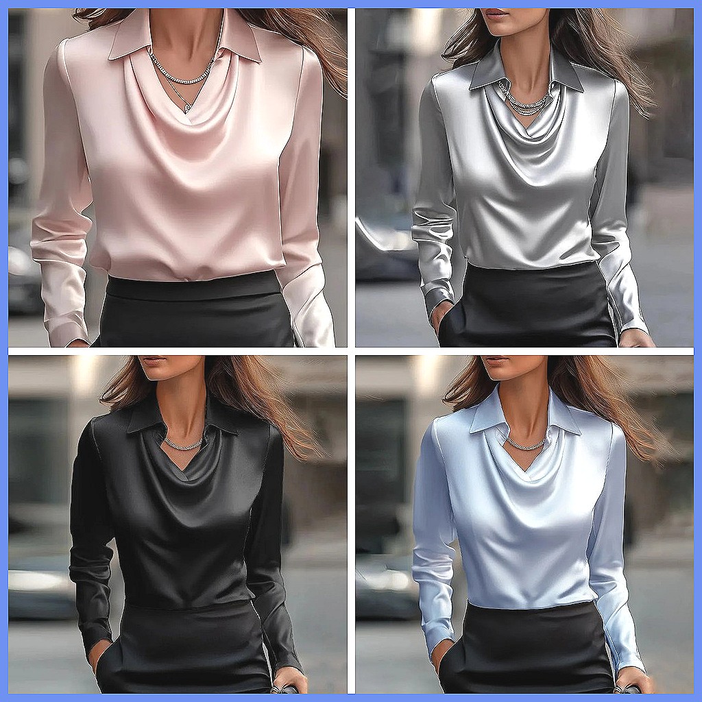 Vintage Saten Bluz Kadın Uzun  - Blouses incelemesi ve fiyatı