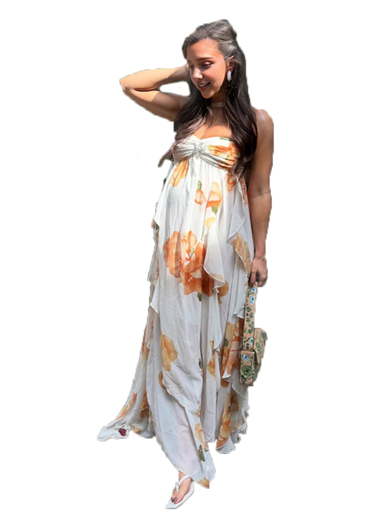 Boho Çiçek Desenli Hamilelik F - Boho Summer Beach Maxi Dress incelemesi ve fiyatı