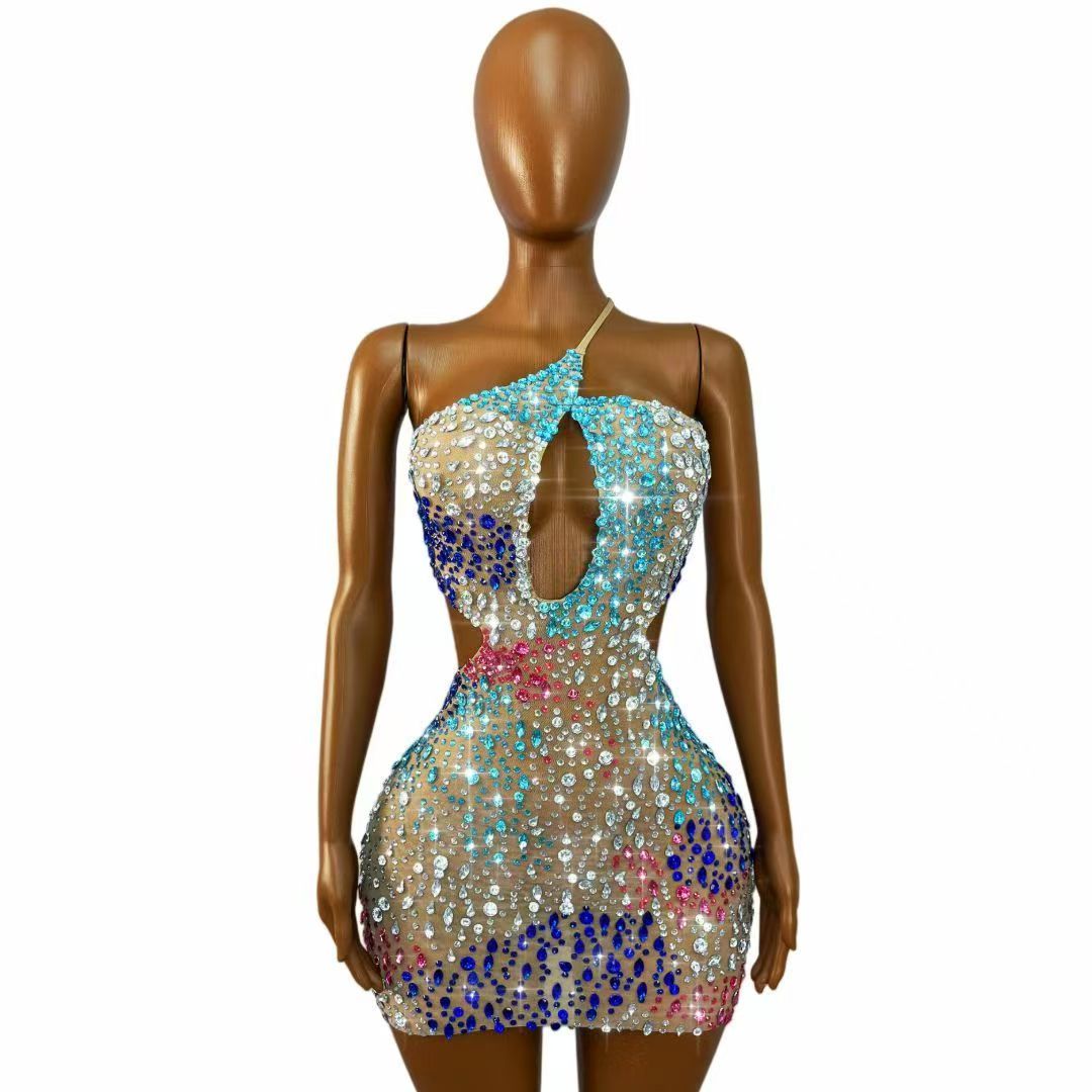 Parıltılı Renkli Taşlı Kadın S - Sparkly Rhinestone Club Party Dress incelemesi ve fiyatı
