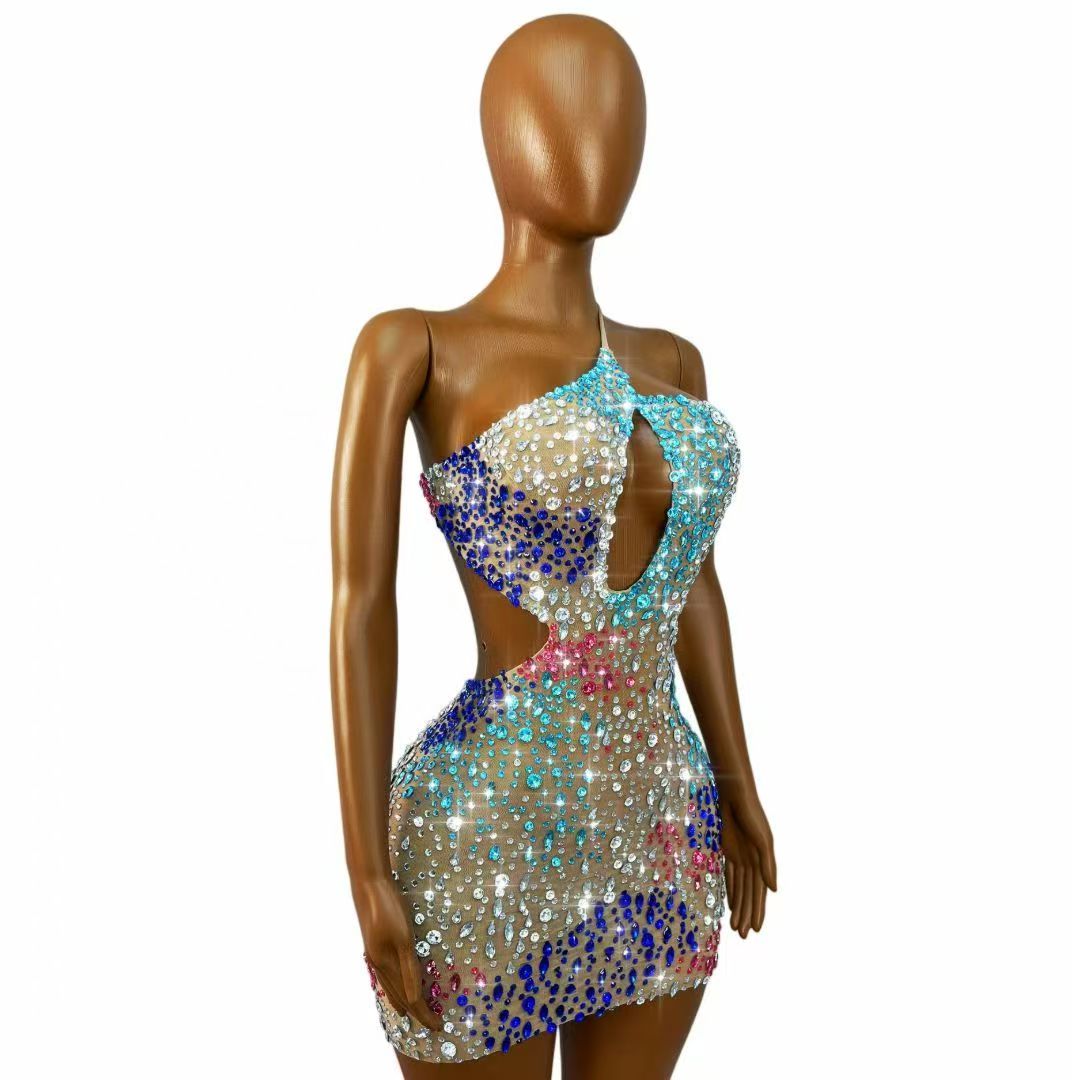 Parıltılı Renkli Taşlı Kadın S - Sparkly Rhinestone Club Party Dress incelemesi ve fiyatı