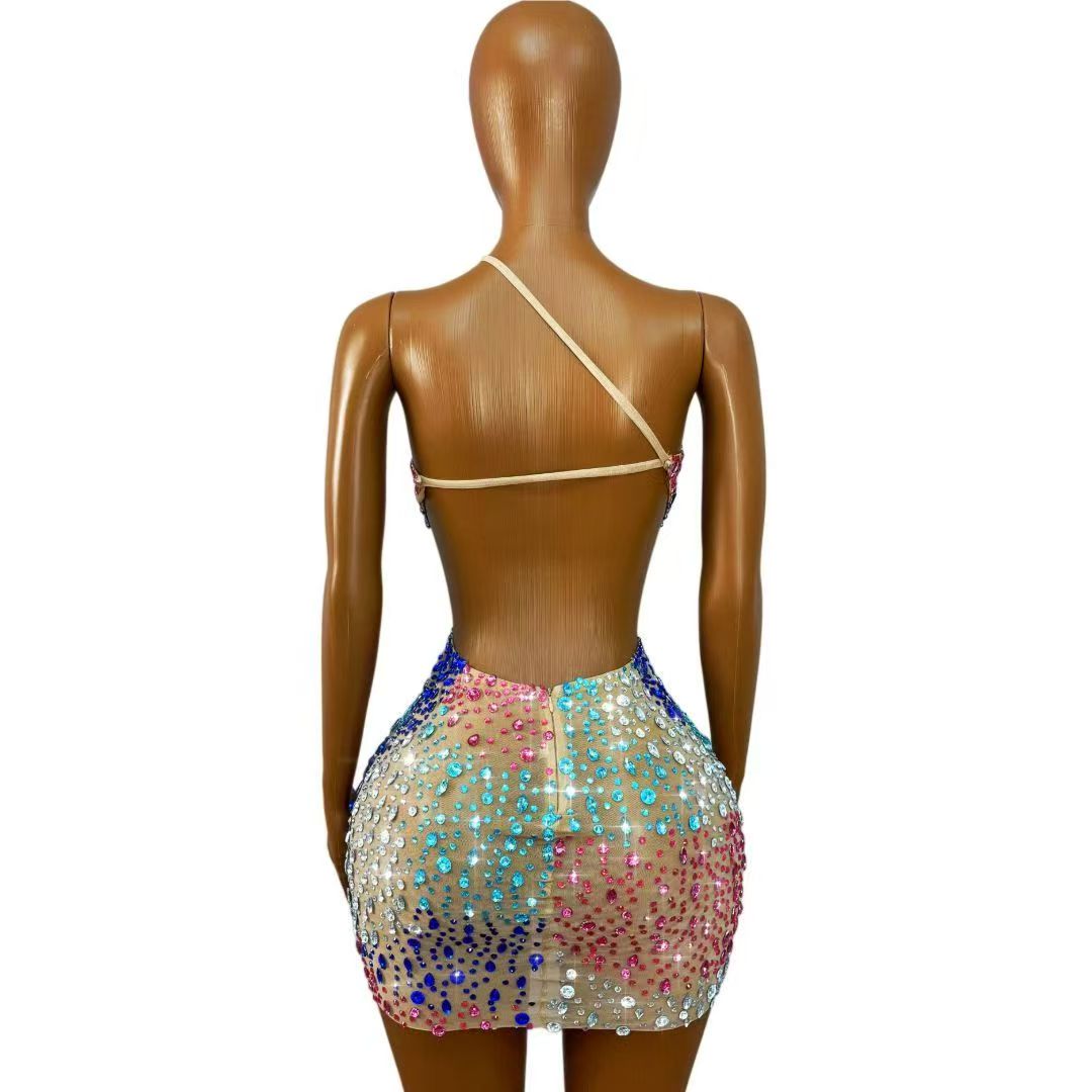 Parıltılı Renkli Taşlı Kadın S - Sparkly Rhinestone Club Party Dress incelemesi ve fiyatı