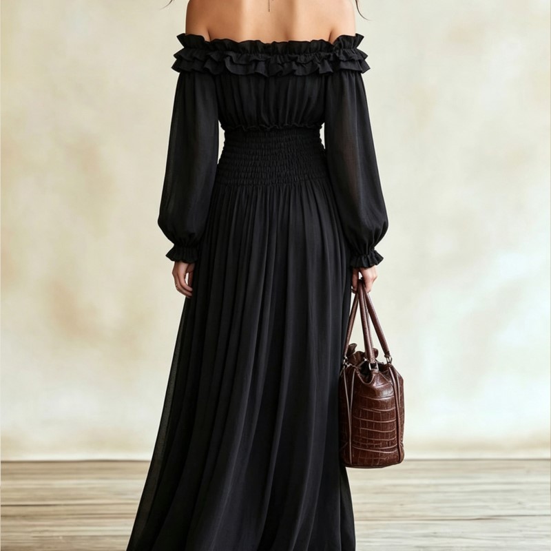 Kadınlar İçin Omuzları Açık Fı - Off Shoulder Puff Sleeve Sundress incelemesi ve fiyatı