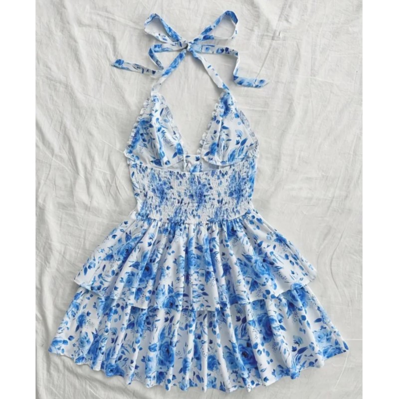 Kadın Tatil Stili Retro Kısa E - French Vintage Floral Midi Dress incelemesi ve fiyatı