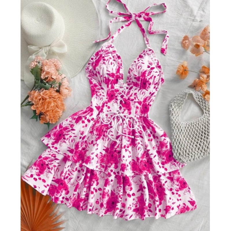 Kadın Tatil Stili Retro Kısa E - French Vintage Floral Midi Dress incelemesi ve fiyatı