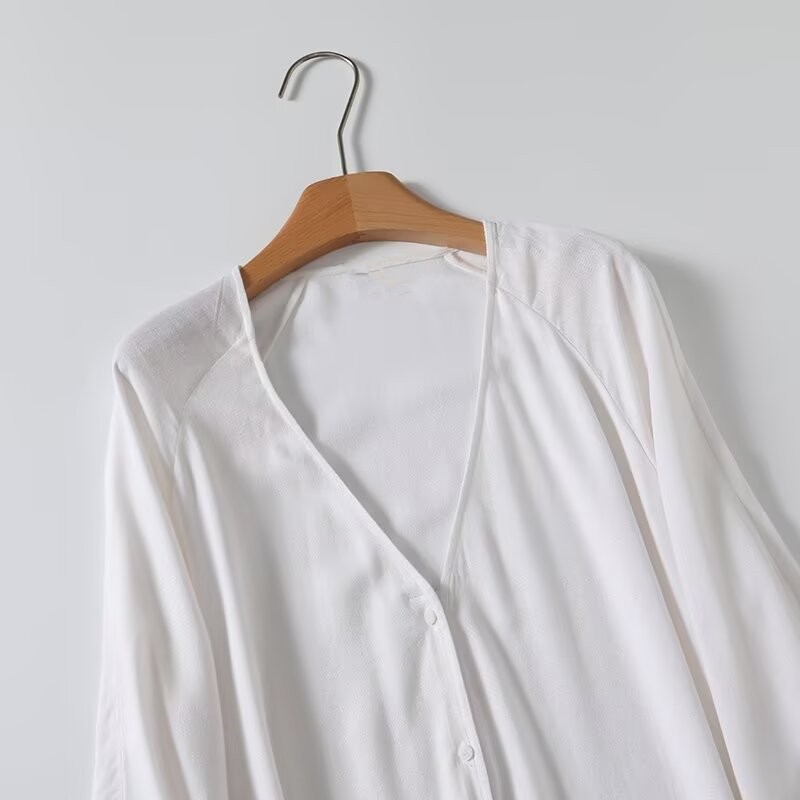 Dave & Di fas Retro keten uzun - Casual Loose Linen Shirt Dress incelemesi ve fiyatı