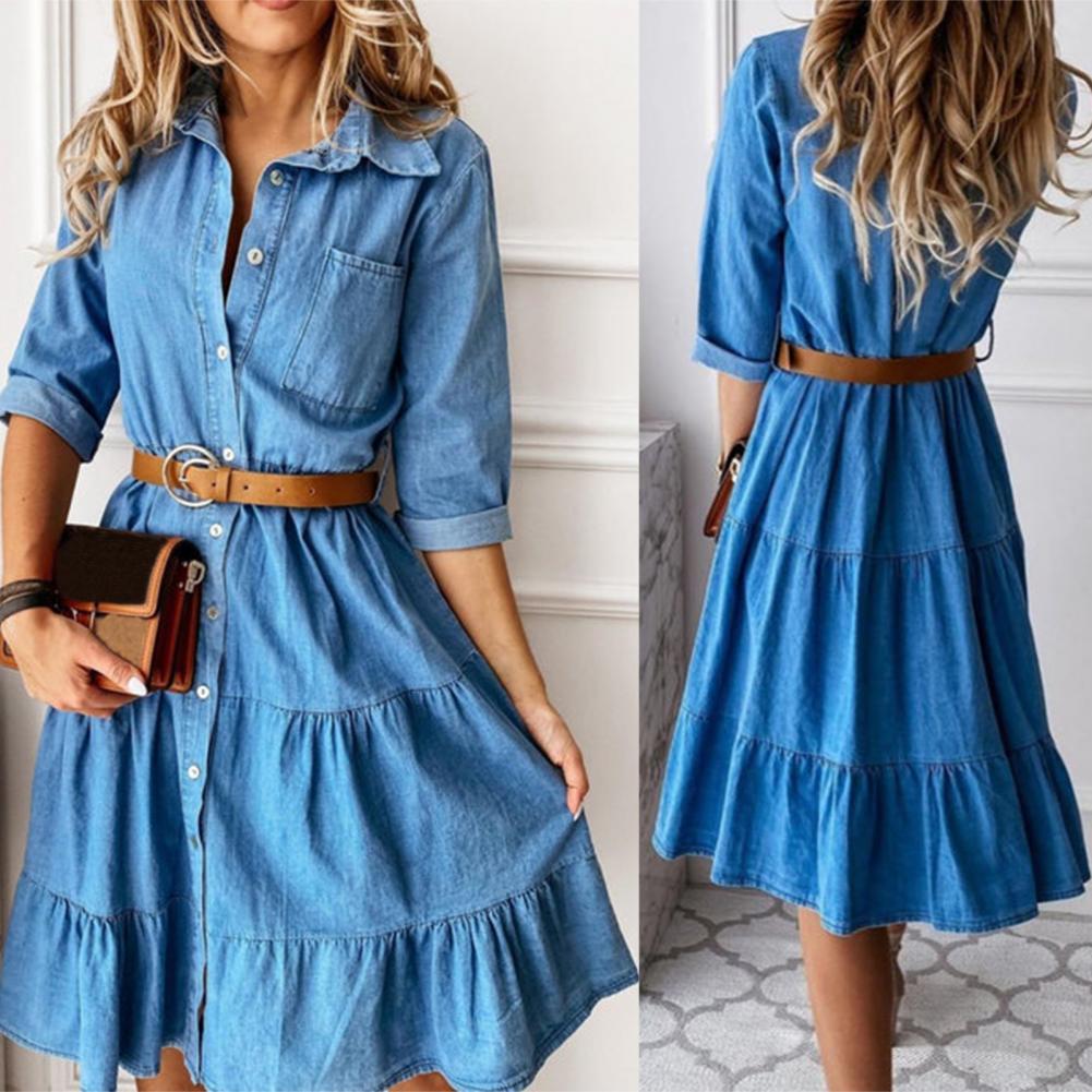 Kot Elbise Üç Çeyrek Kol Kemer - French Vintage Floral Midi Dress incelemesi ve fiyatı